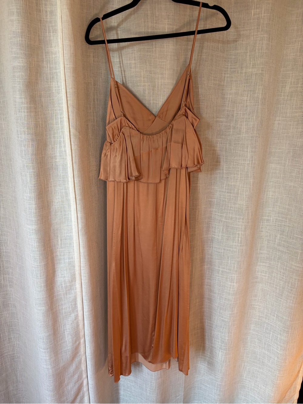 H&M Copper-Rust-Tan Ruffle Slip Maxi Dress - Picture 2 of 3
